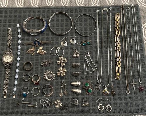 Large Mixed Vintage Sterling & .925 Silver Jewelry Lot -Wearable- (9.1 OZT)