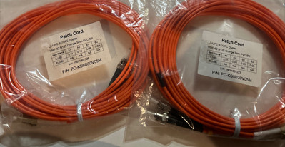 (2) Patch Cord LC/UPC-ST/UPC Duplex MMF-62.5/125 Orange 3MM 5M PN: PC-KS6D30V05M