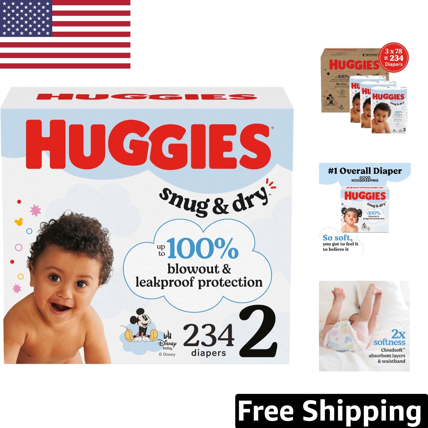 S - 234 Count, Fragrance-free & Disney Designs