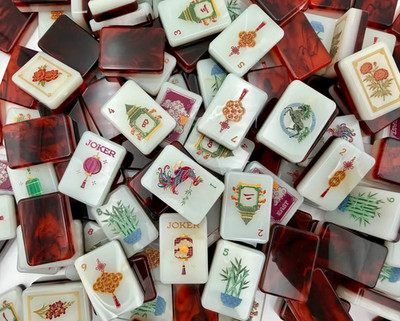 Premium American Mahjong Set 160pcs - Red Fire