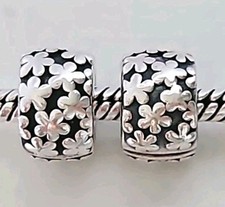 Original Pandora Armband Clip Charms - Silber Blumenstrauß Clips x2 925 ALE