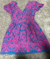 Lilly Pulitzer Suzie Short Sleeve Cotton Dress Aura Pink Leaf Impression size 10