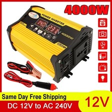 4000W Peak Power Inverter DC 12V to AC 220V 240V Car Converter 2 USB 1 Socket
