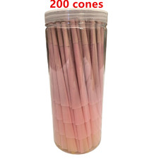 200Pcs Pre Rolled Cones Rolling Paper King Size 110mm Slowing Burning Pink