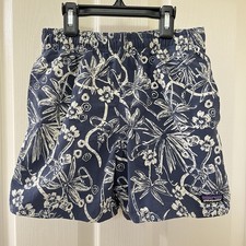 Patagonia Boys Baggies Swim Shorts Dirt Bags Stone Blue Lined Pockets 4.5"