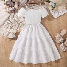 Kids Summer Off-the Shoulder A-line Dress Birthday Wedding Dress Girls Dress