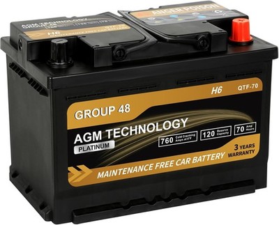 Platinum AGM Car Battery Group Size48 H6 12V 70Ah 760CCA 120RC Start-Stop Batter