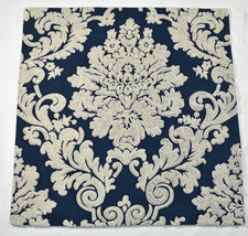 Pottery Barn Jacquard Damask Crewel Embroidered Pillow Cover Blue 22x22 NWOT