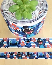 7/8, 1.5 & 3" (1 YD) Lilo and Stitch Grosgrain Ribbon Stitch Character Disney