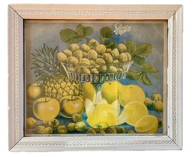 Antique Wooden Frame with 1925 print ''Strawberries Ripe'' see pics
