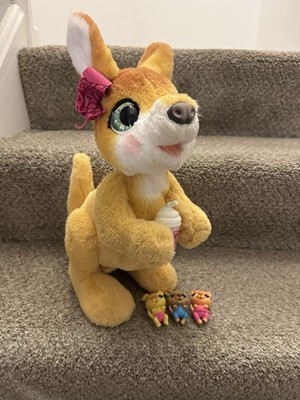 FurReal Mama Josie Kangaroo Interactive Plush Electronic W/babies & Drink