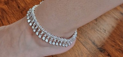NEW 700 Silver Plated Vintage handmade tribal ball anklet-India