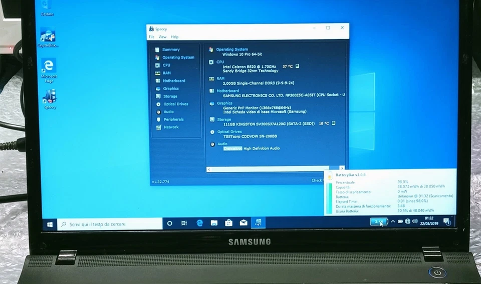 Notebook Samsung NP300E5C funzionante 2Gb ram / no HDD no Alimentatore - Immagine 2 di 4