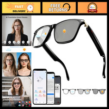 Smart Glasses with Real-Time Translation, Bluetooth Speakers, Photochromic Lense