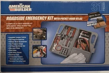 NEW AMERICAN BUILDER 31 PIECE ROADSIDE EMERGENCY KIT POCKET ROAD ATLAS FAST SHIP