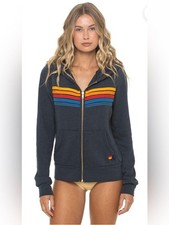 Aviator Nation Five-Stripe Hoodie Grey, Size XS