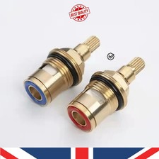 2x Bath 3/4" Tap Valve Cartridge Ceramic Gland 20 Teeth quarter turn Flow Mixer