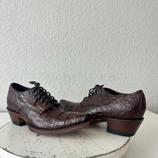 Rod Patrick Womens Lace Up Shoes 5.5 C Brown Caiman Exotic Western Boots Loafers