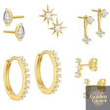 5 Pairs Gold Stud Earrings for Women-14K Hypoallergenic Dainty Ball Piercing Set