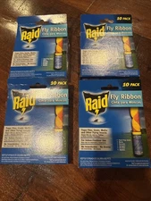 4 Raid Fly Ribbon Trap Strips 10 Pack FR10B Barn Kennel Porch Gnats Moths Moscas