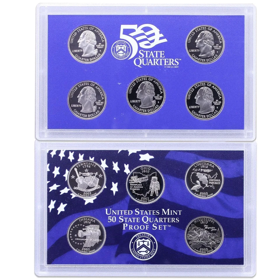 2002 S Proof State Quarter Set Gem DCam Original Box & COA 5 Coins CN-Clad - Image 2 of 4