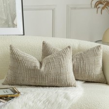 2pcs Chenille Lumbar Throw Pillow Cover 16x24 Cushion Farmhouse Couch Pillowcase