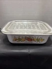 Vintage 70's Corning Ware Wildflower MC-1-B Casserole Dish with Pyrex Lid