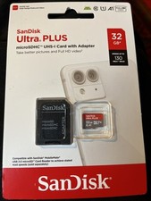 Sandisk Ultra Plus MicroSDHC UHS-I Card W/ Adapter 32 GB 130 Mbp/s  NEW SEALED