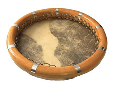 AUTENTICA DOIRA ASIATICA CENTRALE FATTA A MANO - TAMBURO TELAIO CON JINGLE - DIAMETRO 15"