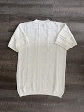 Abraham Men's Knit T-Shirt Cable Detail Made in USA Organic Cotton Size S