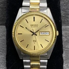 Rare SEIKO SQ Quartz 7123-8050 Gold Dial Day Date From 1979  Watch Men Vintage