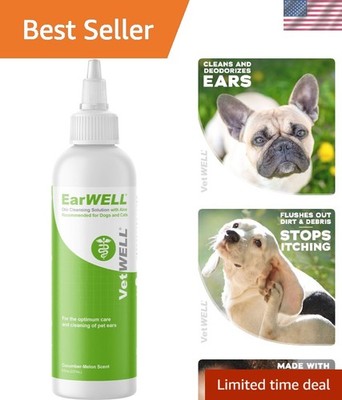 Cucumber Melon Ear Cleaner for Dogs & Cats - 8 oz Gentle Rinse for Infections