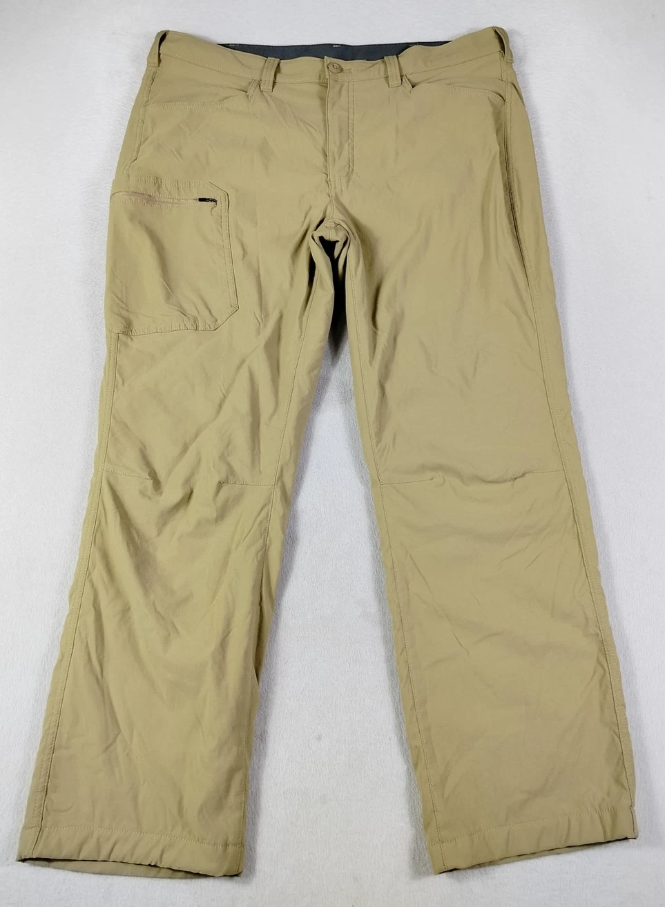 Eddie Bauer Pants Mens 38x30 Beige Fleece Lined Softshell Hiking Outdoor Winter