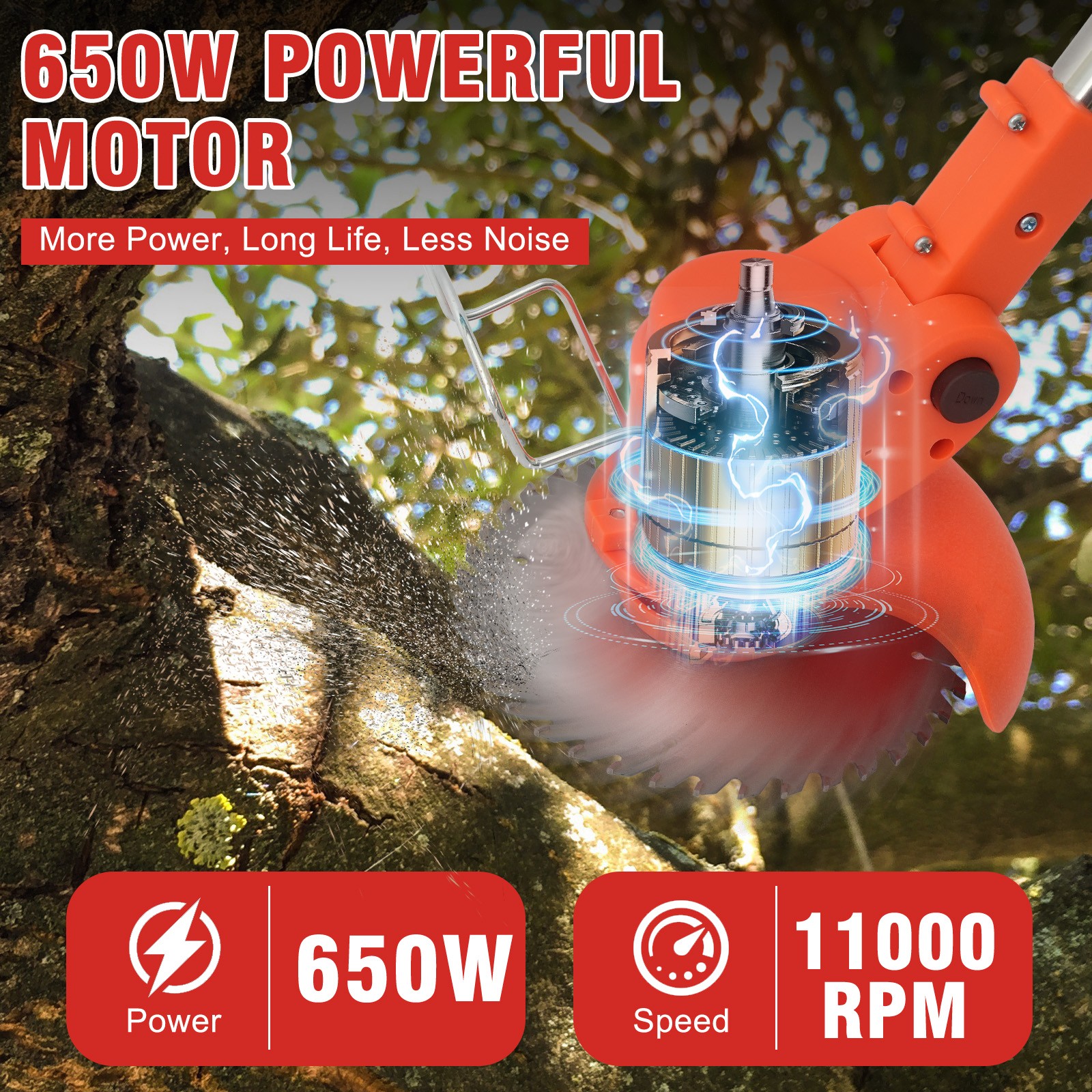 Electric Cordless Grass String Trimmer 2 Batteries Lawn Edger Weed Wacker Cutter