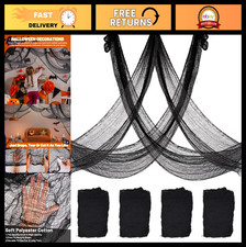 4 Pack Halloween Creepy Cloth Decorations, 30x72" Black Scary Gauze for Haunted