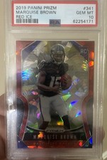 2019 Panini Prizm - Rookies Marquise Brown #341 Red Ice Prizm (RC) PSA 10