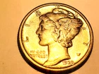 Sharp Edged Extremely Fine (XF) 1928 MERCURY DIME 90% Silver