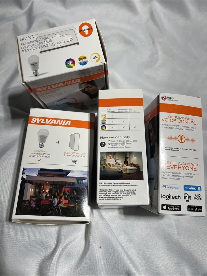 SYLVANIA SMART+ Light Bulb A19 LED ZigBee Full Color Adjustable White 4 Pack - Image 2 of 4