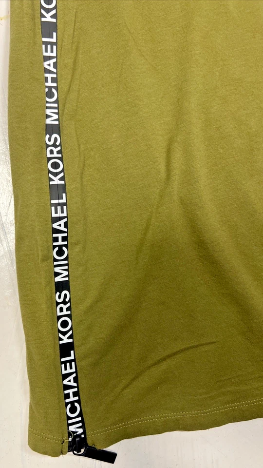 Michael Kors 女式 T 恤连衣裙 XL 码绿色短袖标志拉链 — 第 4/4 张图片