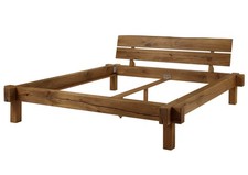 Balkenbett Doppelbett Ehebett Bett groß - Massivholz Wildeiche dunkel - 200x200