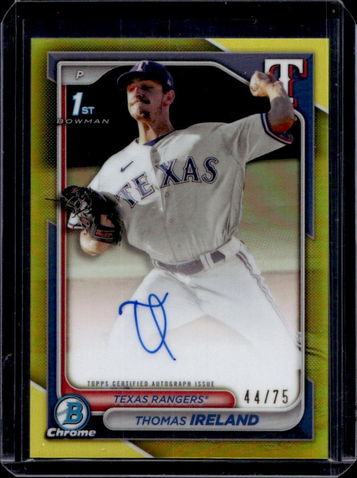 2024 Bowman Chrome Thomas Ireland Auto Yellow Refractor 1st #44/75