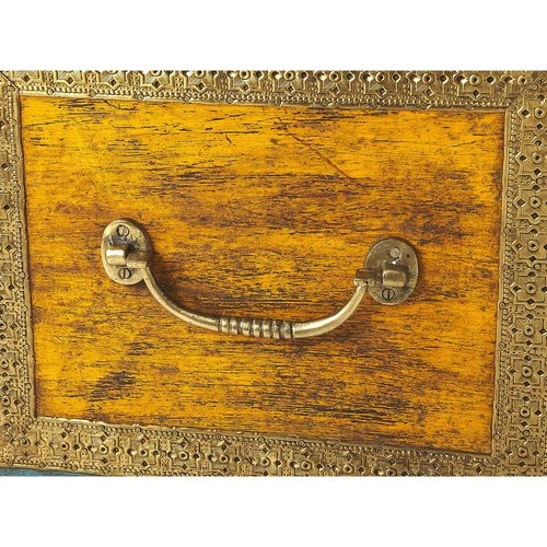 Nador Hand-Painted Brass Inlay Storage Trunk Coffee Table, Assorted - Picture 8 of 11