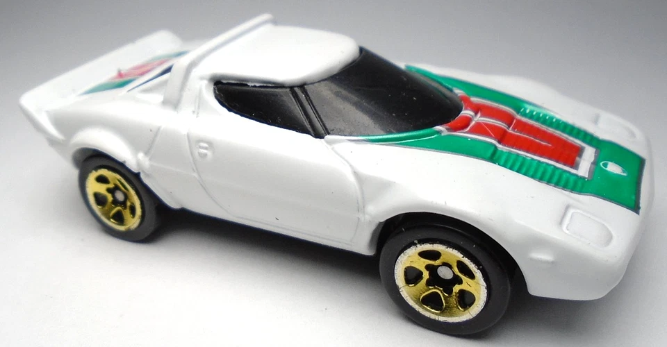 Hot Wheels Cliff Race Lancia Stratos 2003 blanco fundido a presión coche de 2 1/2" con rojo y verde Foto 2 de 4