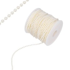 44 Yards Pearl Beaded Chain Trim 4mm for DIY Crafts Beige 