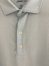Johnnie-O Golf Performance Shirt Mens Medium - light blue and white print