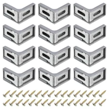 24 Pcs Plastic Corner Brace, 28x17.5x28mm Angle Bracket with Screws, Gray