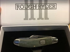 Rough Ryder Green Canvas Micarta Sowbelly Stockman 3 3/4" Pocket Knife RR1991