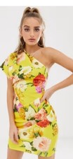 ASOS DESIGN one shoulder strap detail blossom floral mini dress Size 14