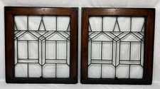 Antique Pair of Leaded Clear WAVY Glass Windows 23.25"x22.25" Chicago Bungalow A