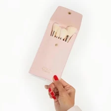 ICONIC London Handbag Glam Face Makeup Brush Set Pink 4 Brushes Full Size New